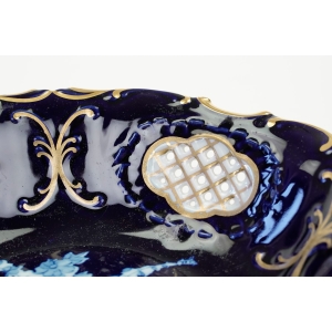 74117 PIRKENHAMMER KOBALTOWA MISA PATERA Z AŻURAMI I ZŁOCENIAMI (3).JPG