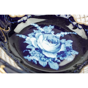 74117 PIRKENHAMMER KOBALTOWA MISA PATERA Z AŻURAMI I ZŁOCENIAMI (4).JPG