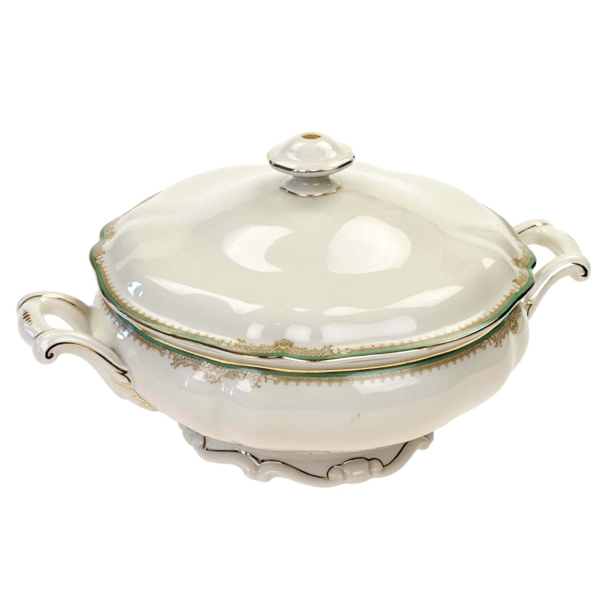 74118 HUTSCHENREUTHER KOŚĆ SŁONIOWA I MUSZTARDOWO-SELEDYNOWY OTOK WAZA TERYNA (1).jpg