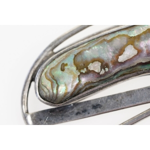 74142 SREBRO BROSZA Z MUSZLĄ ABALONE SYGNOWANA PRÓBA 925 WAGA 8,2 G (2).JPG