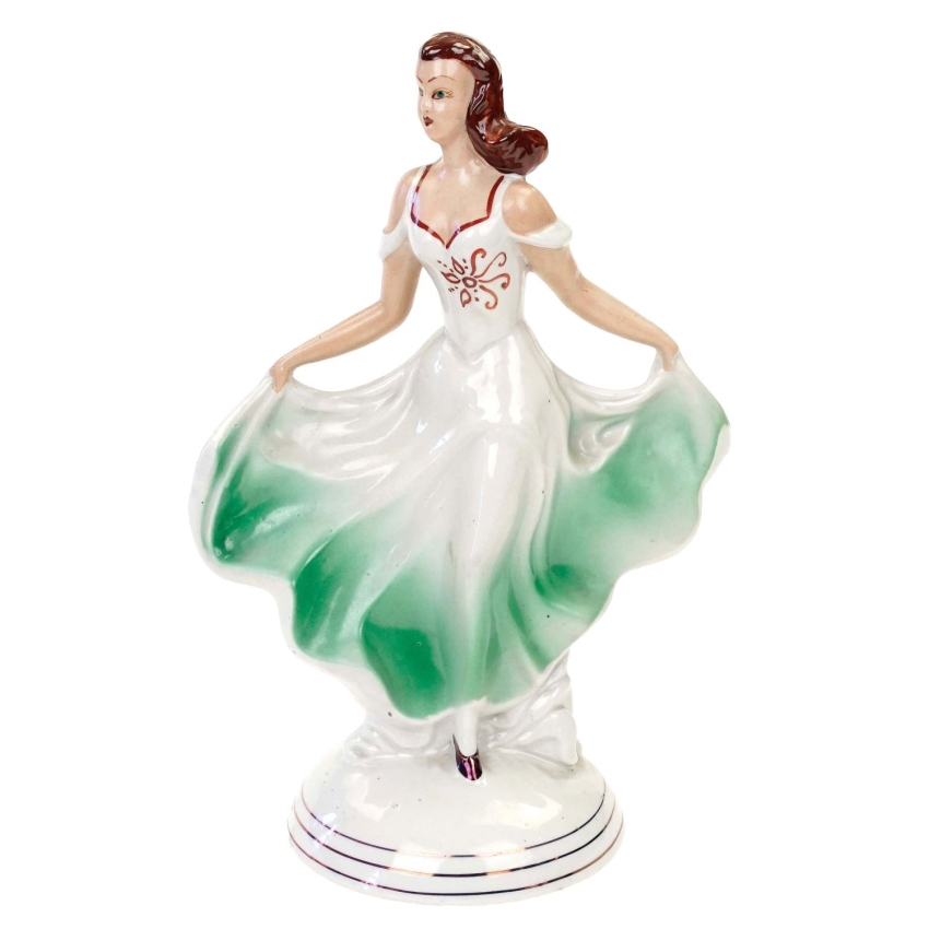 74184 STEATYT KATOWICE TANCERKA BALERINA Z SUKNIĄ W DŁONIACH RĘCZNIE MALOWANA FIGURKA (1).jpg