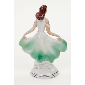 74184 STEATYT KATOWICE TANCERKA BALERINA Z SUKNIĄ W DŁONIACH RĘCZNIE MALOWANA FIGURKA (3).JPG