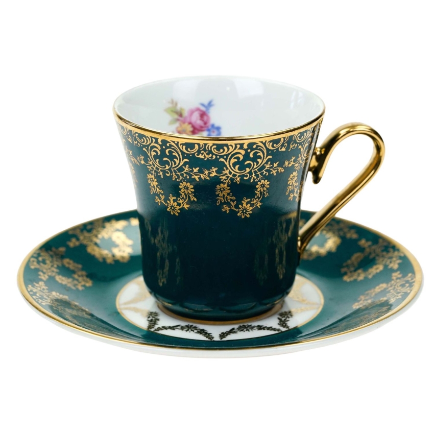 74320 STRUŽNA MORSKA FILIŻANKA ZE SPODKIEM ZŁOCENIA I KOLOROWE BUKIECIKI (1).jpg