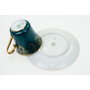 74320 STRUŽNA MORSKA FILIŻANKA ZE SPODKIEM ZŁOCENIA I KOLOROWE BUKIECIKI (5).JPG