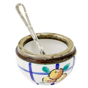 74575 STARA PORCELANOWA OWOCOWA SOLNICZKA Z ŁYŻECZKĄ (1).jpg