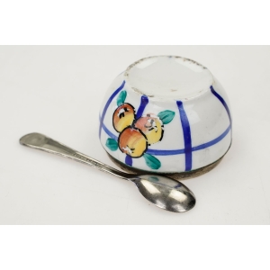 74575 STARA PORCELANOWA OWOCOWA SOLNICZKA Z ŁYŻECZKĄ (2).JPG
