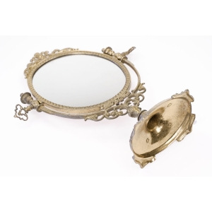 74627 MOSIĘŻNE LUSTRO UCHYLNE NA TOALETKĘ BARDZO ZDOBNE ZWIERCIADŁO DO MAKIJAŻU (5).JPG