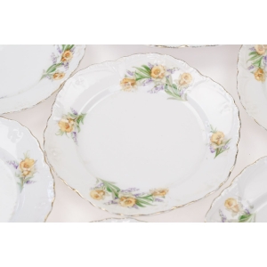 74630 SECESJA ŻONKILE I FIOLETOWE DZWONKI PATERA I 6 TALERZYKÓW (2).JPG