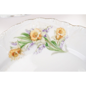 74630 SECESJA ŻONKILE I FIOLETOWE DZWONKI PATERA I 6 TALERZYKÓW (3).JPG