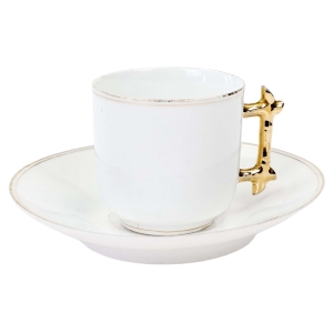 PATYCZAK ZABYTKOWA FILIŻANKA ZE SPODKIEM ZE ZŁOCENIAMI