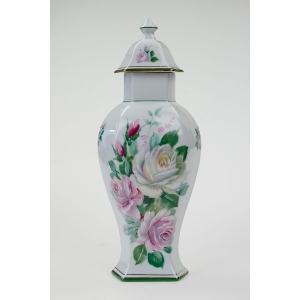 74652 LIMOGES LA SEYNIE URNA AMFORA NCZYNIE Z POKRYWĄ RÓŻE RĘCZNIE MALOWANE (2).JPG