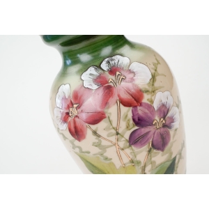 74661 SECESJA DUŻY WAZON MALOWANY EMALIĄ OPAKOWY KWIATY (2).JPG