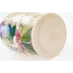 74661 SECESJA DUŻY WAZON MALOWANY EMALIĄ OPAKOWY KWIATY (5).JPG