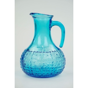 74793 WŁOCHY ENESCO TURKUSOWY DZBAN DO WODY Z KWIATOWĄ DEKORACJĄ LATA 60-TE (2).jpg