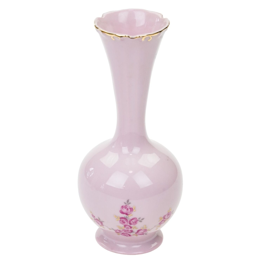 67980 LEANDER AMIS ŚLICZNY WAZON Z RÓŻOWEJ PORCELANY RĘCZNIE MALOWANE RÓŻYCZKI (1).jpg