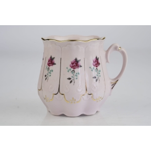41135 CHODOV KUBEK Z RÓŻOWEJ PORCELANY KWIATY I ZŁOCENIA (2).jpg