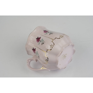 41135 CHODOV KUBEK Z RÓŻOWEJ PORCELANY KWIATY I ZŁOCENIA (4).jpg