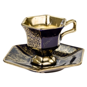 GRANIASTA KOBALTOWA MOKKA ZE SPODKIEM BOGATO ZŁOCONA