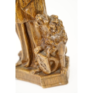 74909 ANTYCZNA FIGURA MATKI BOSKIEJ Z DZIECIĄTKIEM I LWEM Z TARCZĄ FLANDRII (3).jpg