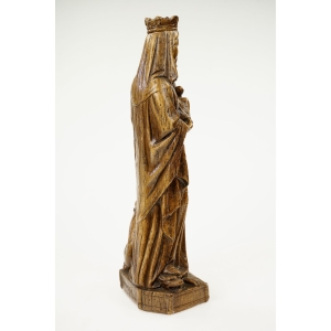 74909 ANTYCZNA FIGURA MATKI BOSKIEJ Z DZIECIĄTKIEM I LWEM Z TARCZĄ FLANDRII (4).jpg
