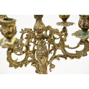 74912 SOLIDNY PIĘKNY DEKORACYJNY MOSIĘŻNY KANDELABR ŚWIECZNIK NA 5 ŚWIEC (2).jpg