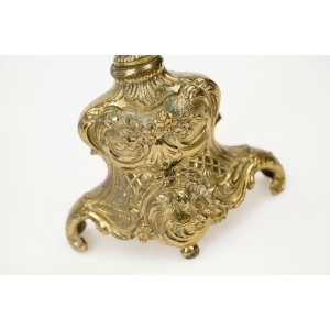 74912 SOLIDNY PIĘKNY DEKORACYJNY MOSIĘŻNY KANDELABR ŚWIECZNIK NA 5 ŚWIEC (4).jpg