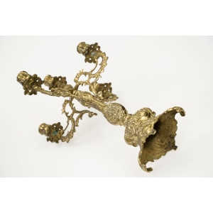 74912 SOLIDNY PIĘKNY DEKORACYJNY MOSIĘŻNY KANDELABR ŚWIECZNIK NA 5 ŚWIEC (6).jpg