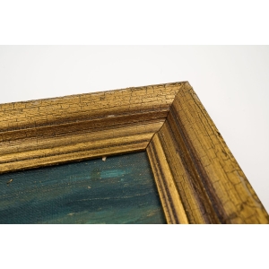 74924 ŻAGLOWIEC OLEJ NA PŁÓTNIE MARYNISTYCZNY SYGNOWANY W ZŁOTEJ RAMIE (4).jpg