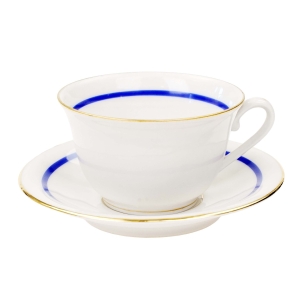 FRANCJA VIRZON FILIŻANKA ZE SPODKIEM W BIELI W STYLU ART-DECO