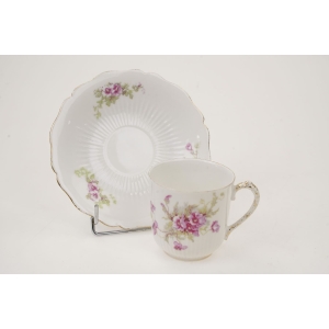 75068 LIMOGES SECESJA ŚLICZNA FILIŻANKA ZE SPODKIEM FIOŁECZKI (3).jpg