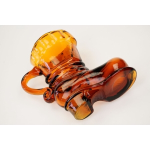 75081 HUTA SZKŁA LAURA BUT WAZON KUFEL CIEMNOBURSZTYNOWY (4).jpg