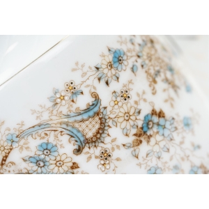 75170 ŚLICZNY SECESYJNY DZBANEK DO KAWY RĘCZNIE MALOWANE NIEBIESKIE KWIATKI I MOTYLKI (3).jpg