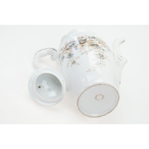 75170 ŚLICZNY SECESYJNY DZBANEK DO KAWY RĘCZNIE MALOWANE NIEBIESKIE KWIATKI I MOTYLKI (5).jpg