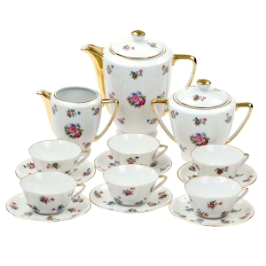 LIMOGES SERWIS DO KAWY 6 OSÓB KOLOROWE KWIATY