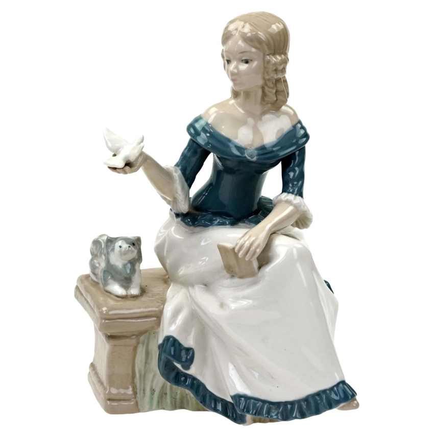 75205 HISZPANIA MEDITERRANEO RĘCZNIE MALOWANA FIGURKA DZIEWCZYNY Z GOŁĘBIEM (1).jpg