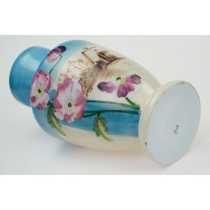 75234 SECESYJNY SPEKTAKULARNY WAZON RĘCZNIE MALOWANY PEJZAŻ I KWIAT MAKÓW (3).jpg