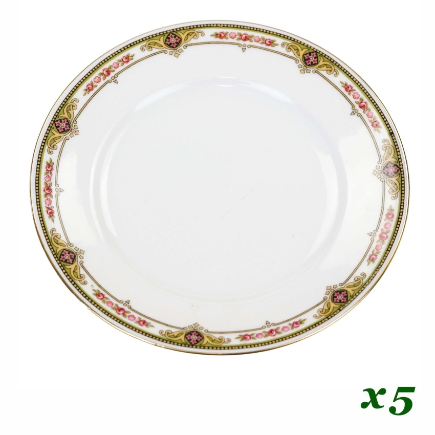 75319 LIMOGES H. BALLEROY KOMPLET 5 TALERZY DESEROWYCH Z KWIATOWYMI BORDIURAMI (1).jpg