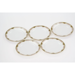 75319 LIMOGES H. BALLEROY KOMPLET 5 TALERZY DESEROWYCH Z KWIATOWYMI BORDIURAMI (6).jpg