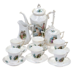 75325 ŚLICZNY SECESYJNY SERWIS DO KAWY 6 OSÓB SCENKA Z NIMFĄ I AMORKIEM NIEZAPOMINAJKI (1).jpg