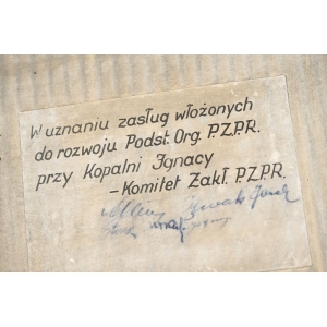 75344 AKWARELA ZA SZKŁEM PEJZAŻ PRZEMYSŁOWY KOPALNIA IGNACY RYBNIK 1949 ROK (7).jpg