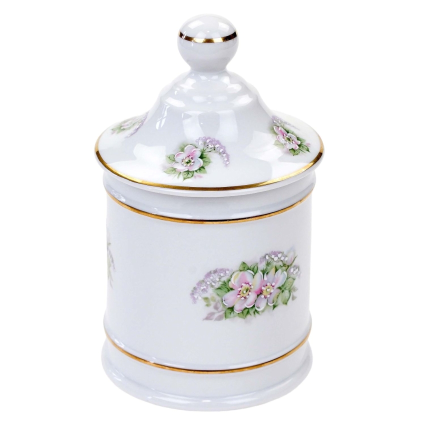 75378 LIMOGES BOMBONIERA POJEMNIK W FORMIE APTECZNEGO SŁOJA DZIKIE RÓŻE I BZY (1).jpg