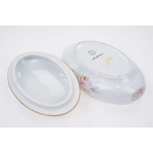 75379 LIMOGES LA SEYNIE OWALNA BOMBONIERA POJEMNIK PUZDERKO LILIA WODNA (5).jpg