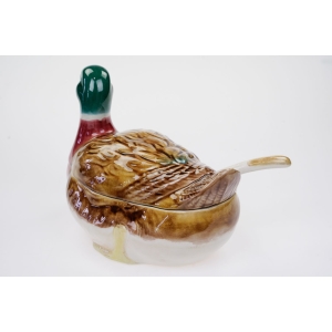 75398 PORTUGALIA CERAMICZNA WAZA TERYNA W KSZTAŁCIE KACZKI Z CHOCHLĄ (3).jpg