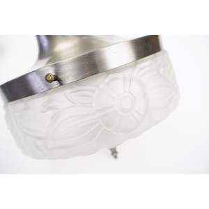 75402 STARA LAMPA ŻYRANDOL Z MATOWYM KLOSZEM W KWIATY (3).jpg