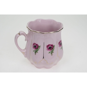 54870 CHODOV KUBEK Z RÓŻOWEJ PORCELANY ANEMONY I ZŁOCENIA (4).JPG