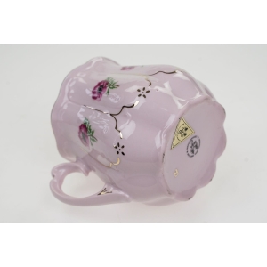 54870 CHODOV KUBEK Z RÓŻOWEJ PORCELANY ANEMONY I ZŁOCENIA (5).JPG