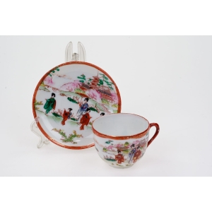 75438 JAPOŃSKA FILIŻANKA ZE SPODKIEM RĘCZNIE MALOWANA Z GEJSZAMI (4).jpg