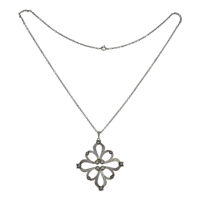 75452 CZECHOSŁOWACJA NASZYJNIK Z MODERNISTYCZNYM WISIOREM SREBRO 900 WAGA 12,4 G (1).jpg