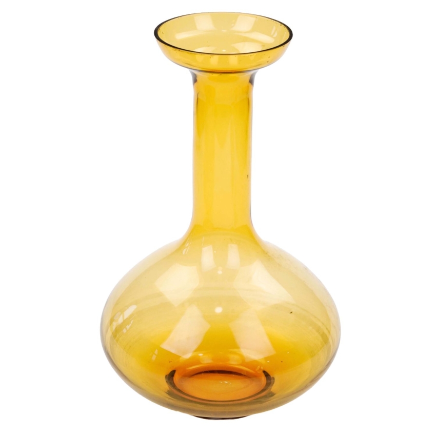 75573 HUTA SZKŁA LAURA M. SŁABOŃ DUŻY PĘKATY WAZON BURSZTYNOWY (1).jpg