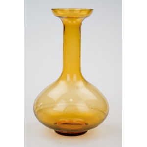 75573 HUTA SZKŁA LAURA M. SŁABOŃ DUŻY PĘKATY WAZON BURSZTYNOWY (2).jpg